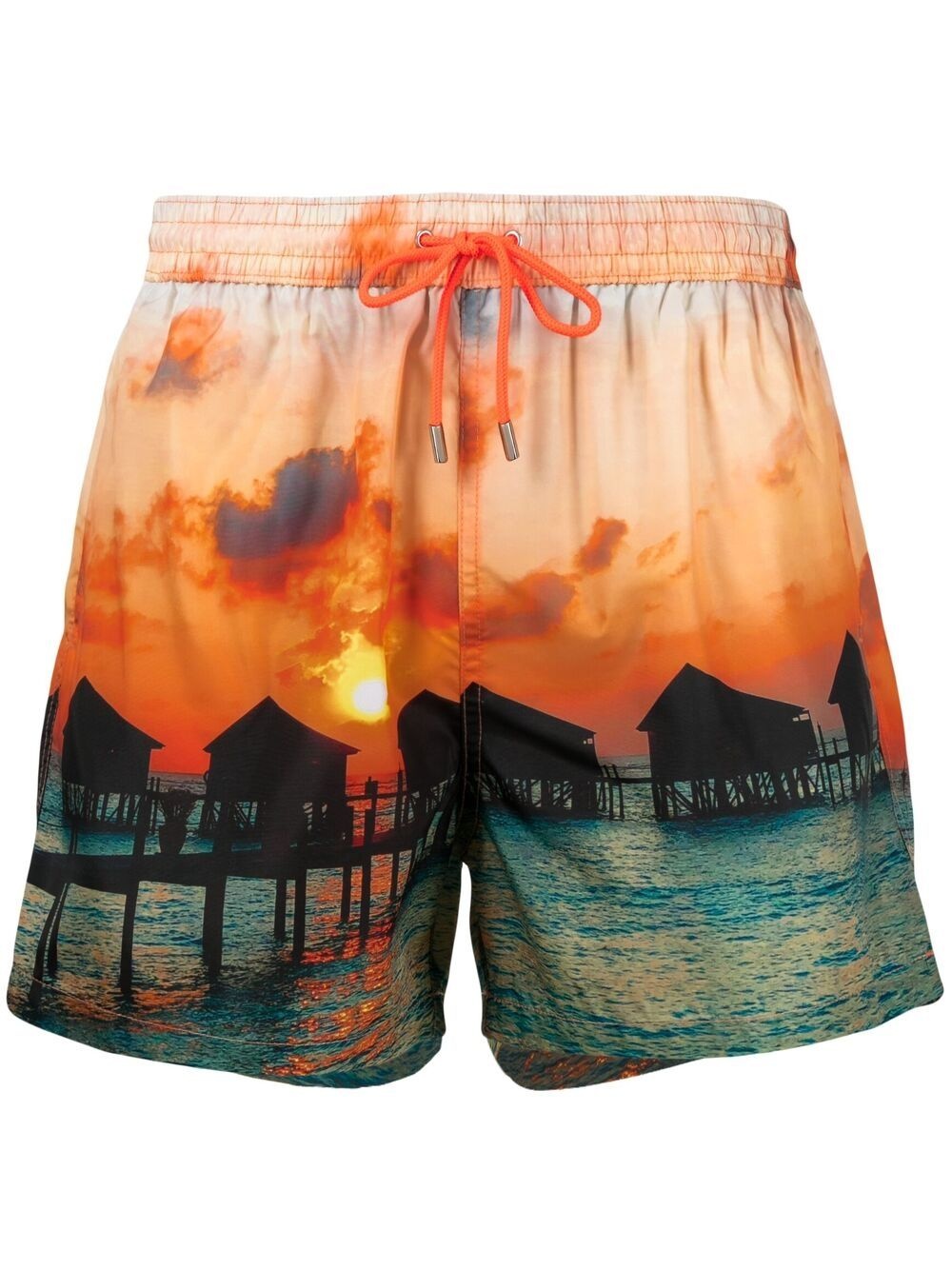 Floating Huts-print swim shorts - 1