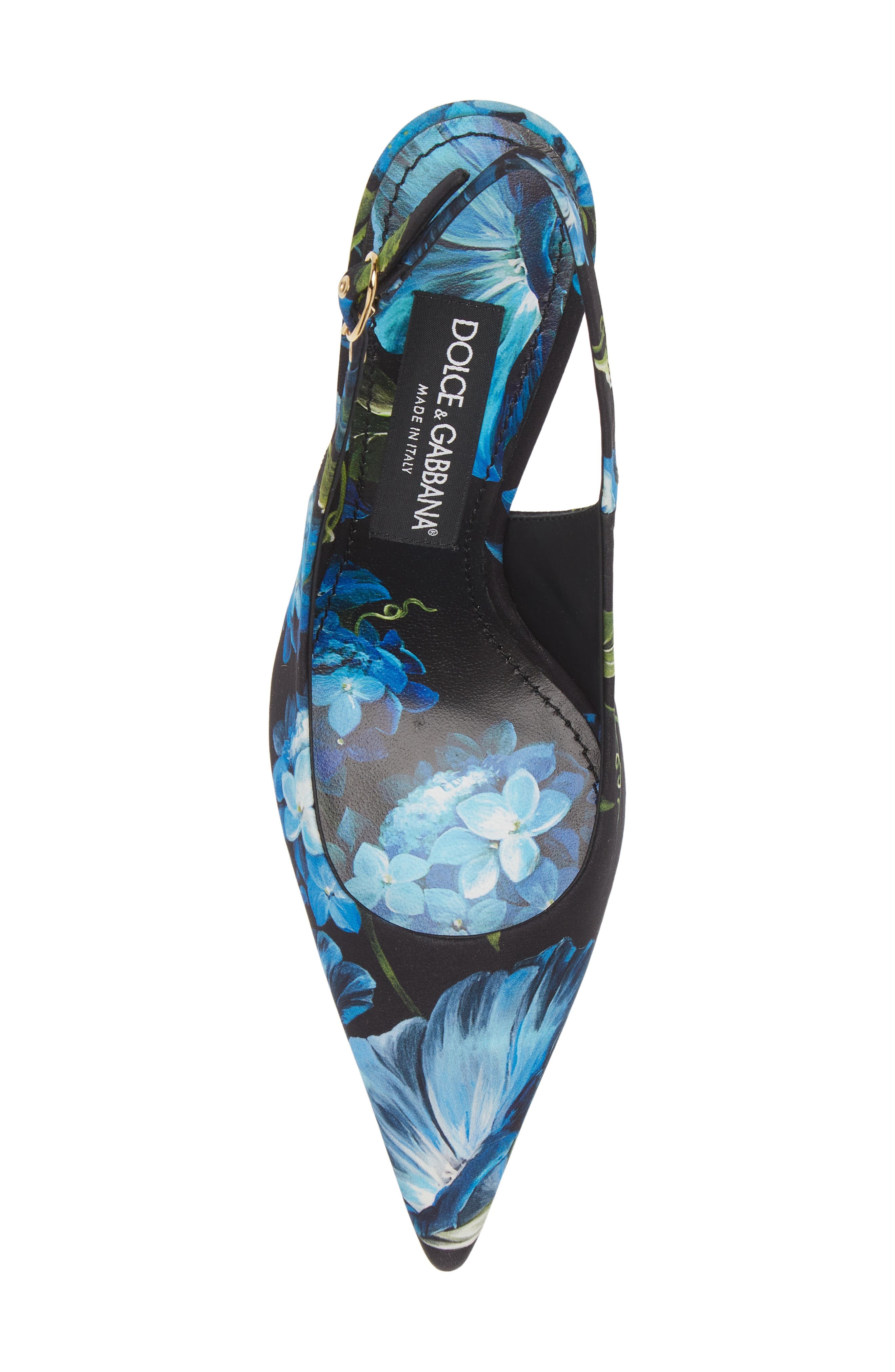 Dolce&Gabbana Lollo Floral Slingback Pump in Black/Blue at Nordstrom - 5