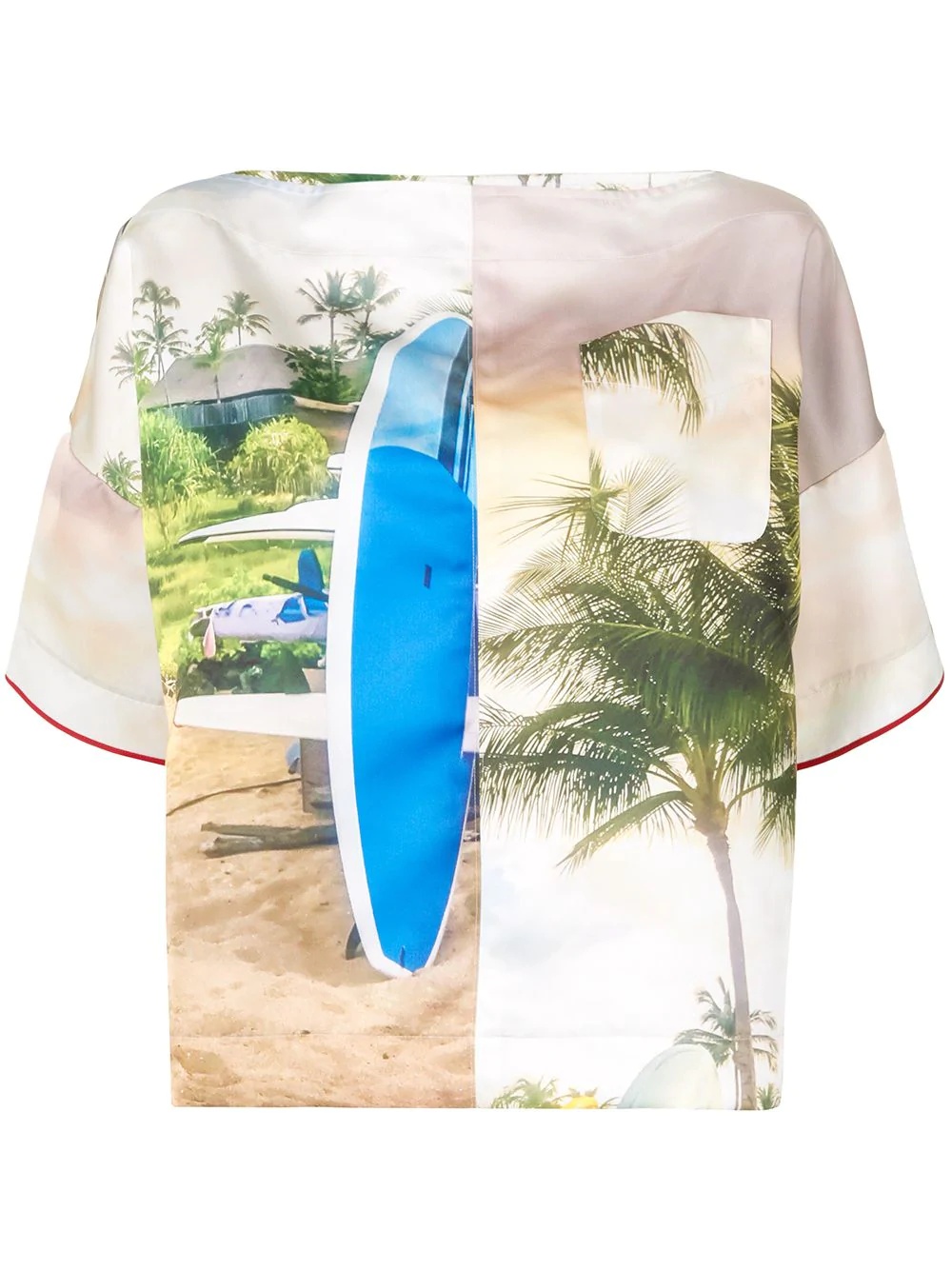 surf-print T-shirt - 1