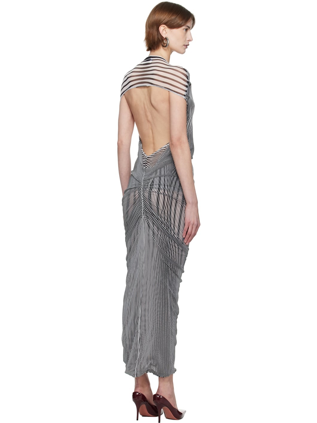 White & Black 'The Draped Body Morphing' Maxi Dress - 3