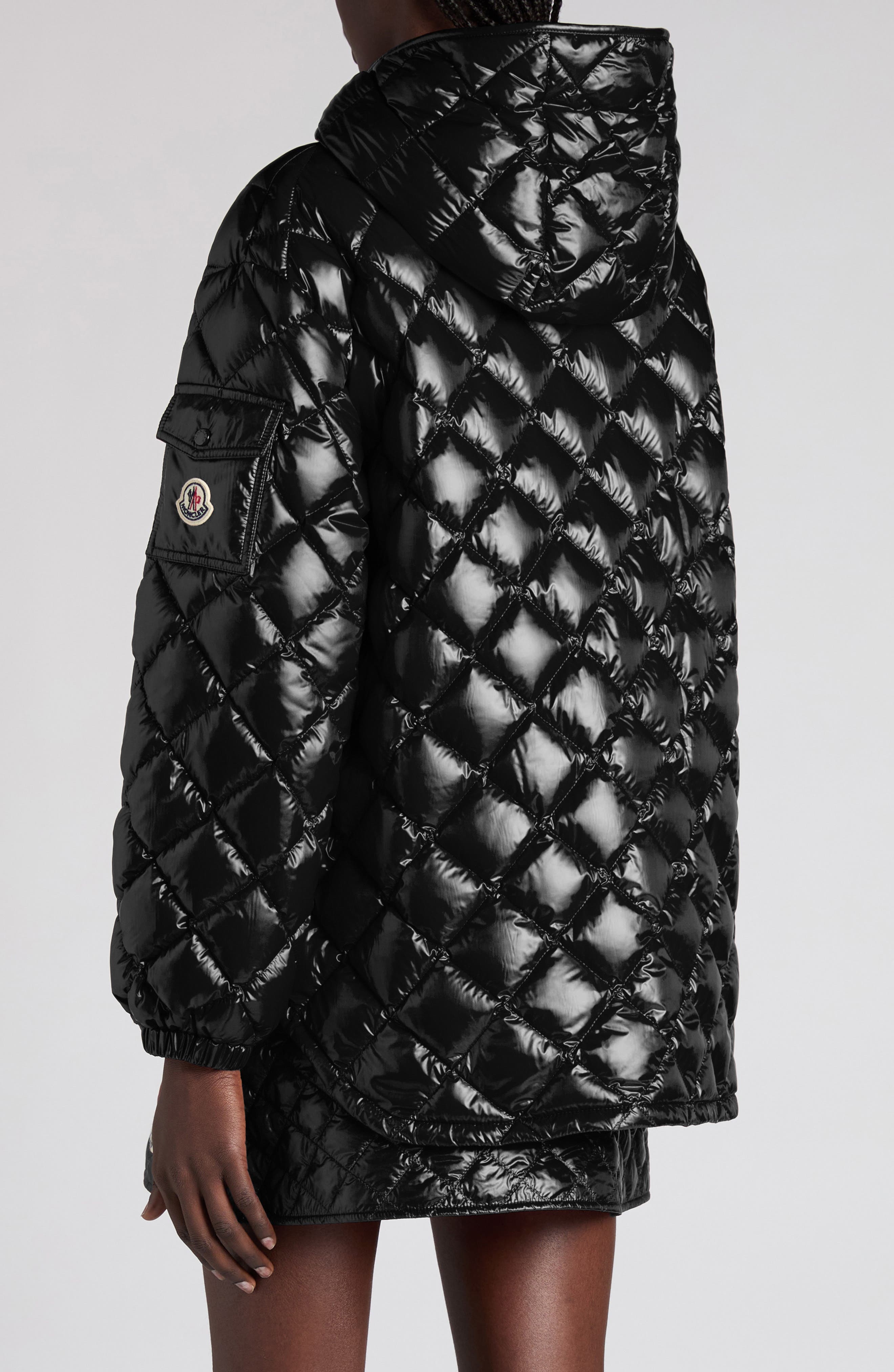 Moncler Diamond Quilted Down Hooded Jacket in Black at Nordstrom - 3