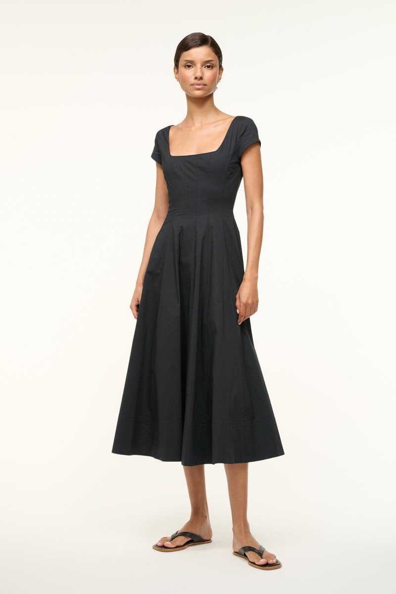 STAUD STAUD SHORT SLEEVE WELLS DRESS BLACK outlook