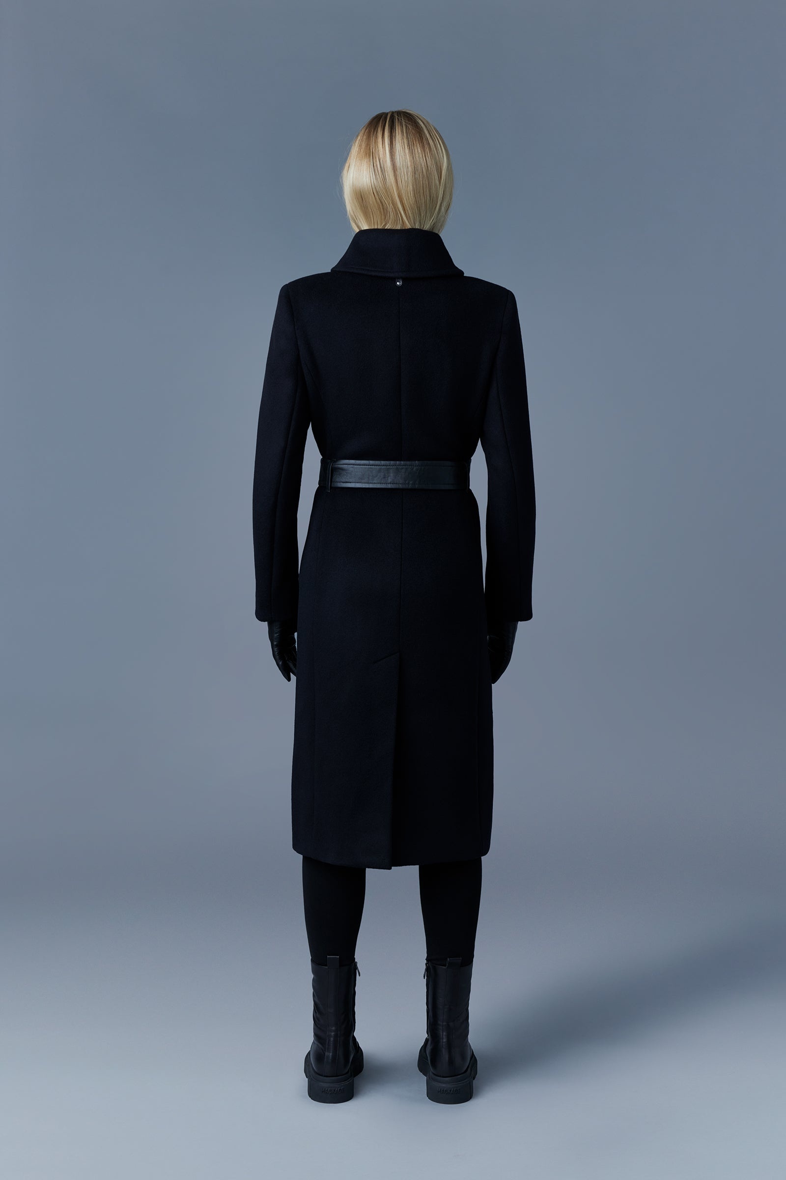 KAMILA double face wool and cashmerel coat with sash belt - 4