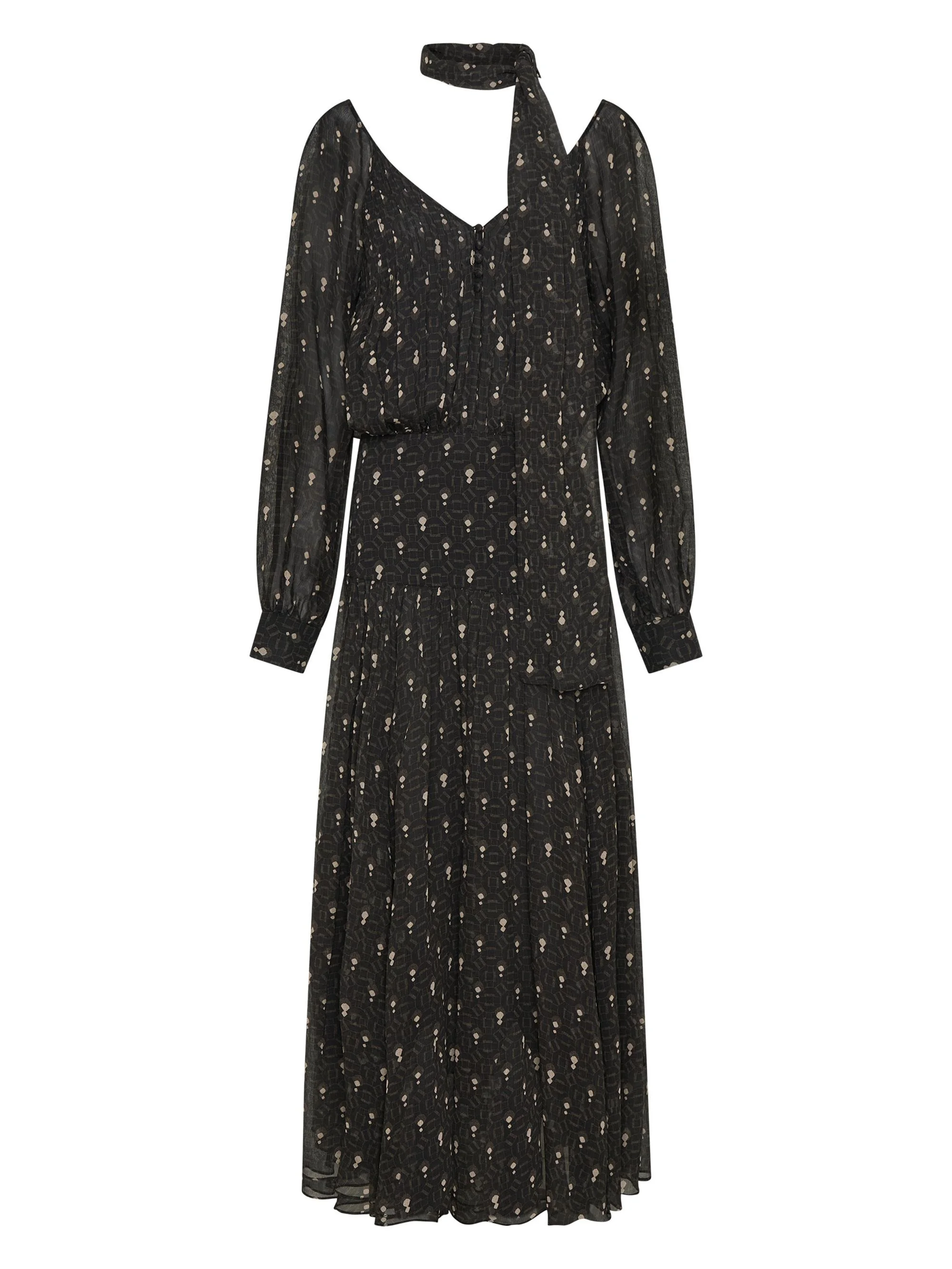Women's Draya Scarf V-Neck Maxi Dress - Opal Geo Black - 1