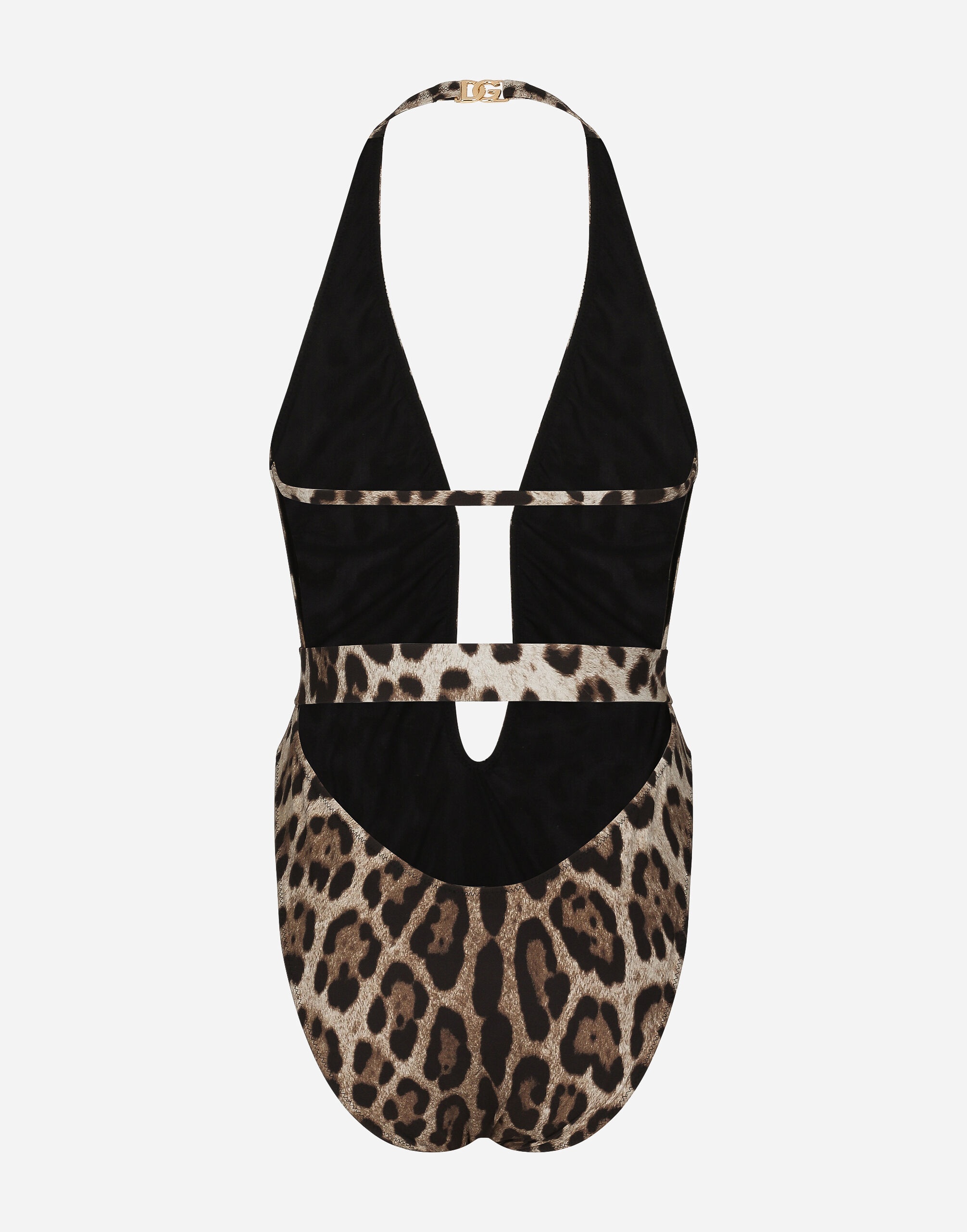 Leopard-print one-piece swimsuit with belt - 2