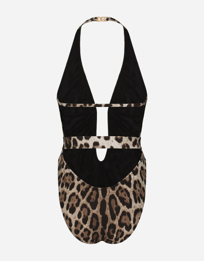 Dolce & Gabbana Leopard-print one-piece swimsuit with belt outlook