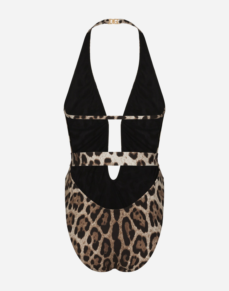 Dolce & Gabbana Leopard-print one-piece swimsuit with belt outlook