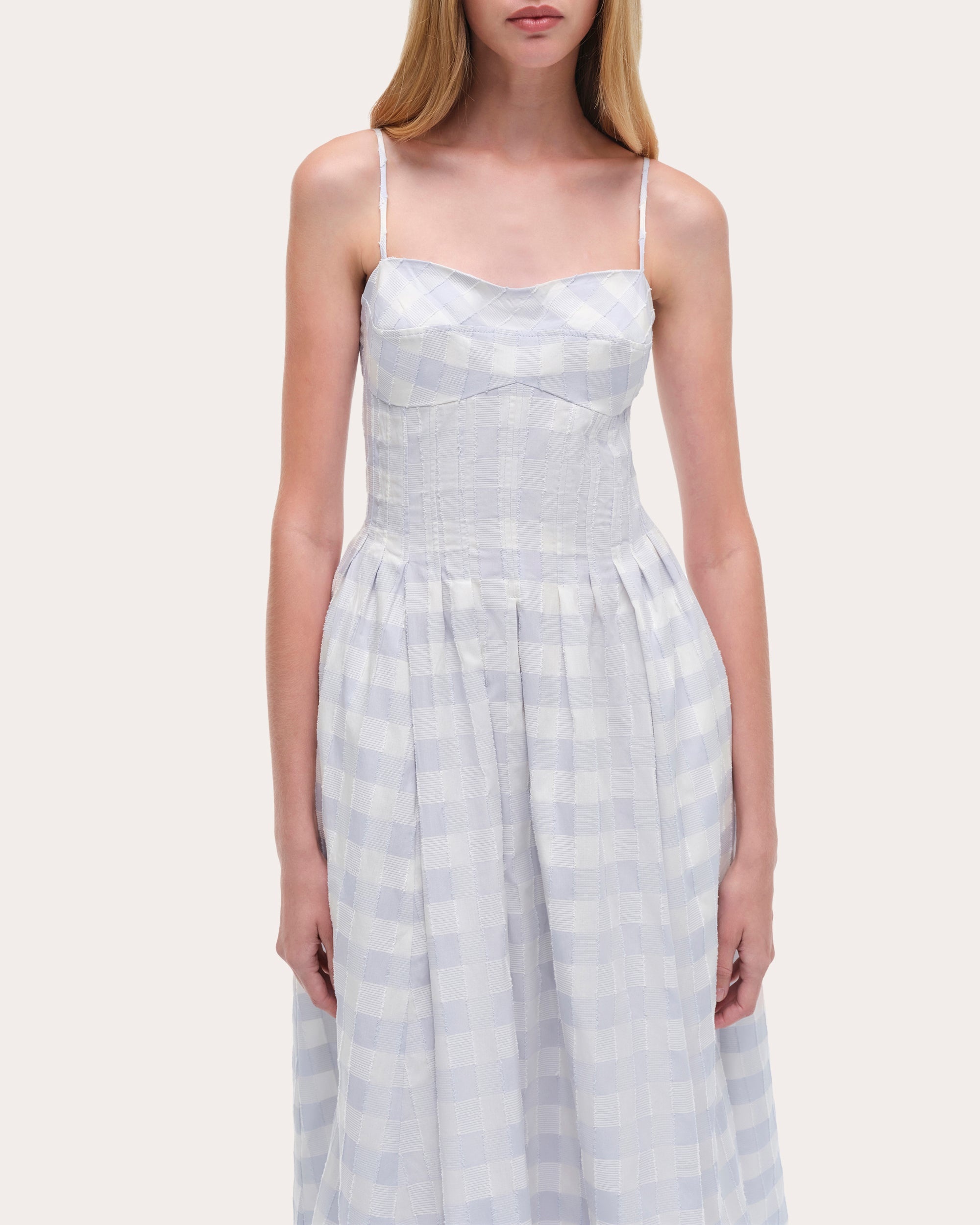 Kittiya Gingham Cotton Fil-Coupe Pleated Midi Dress - 4