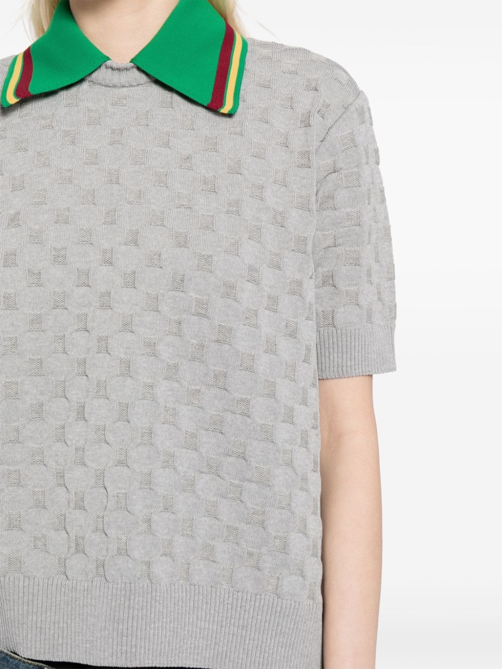 geometric knitted polo shirt - 5