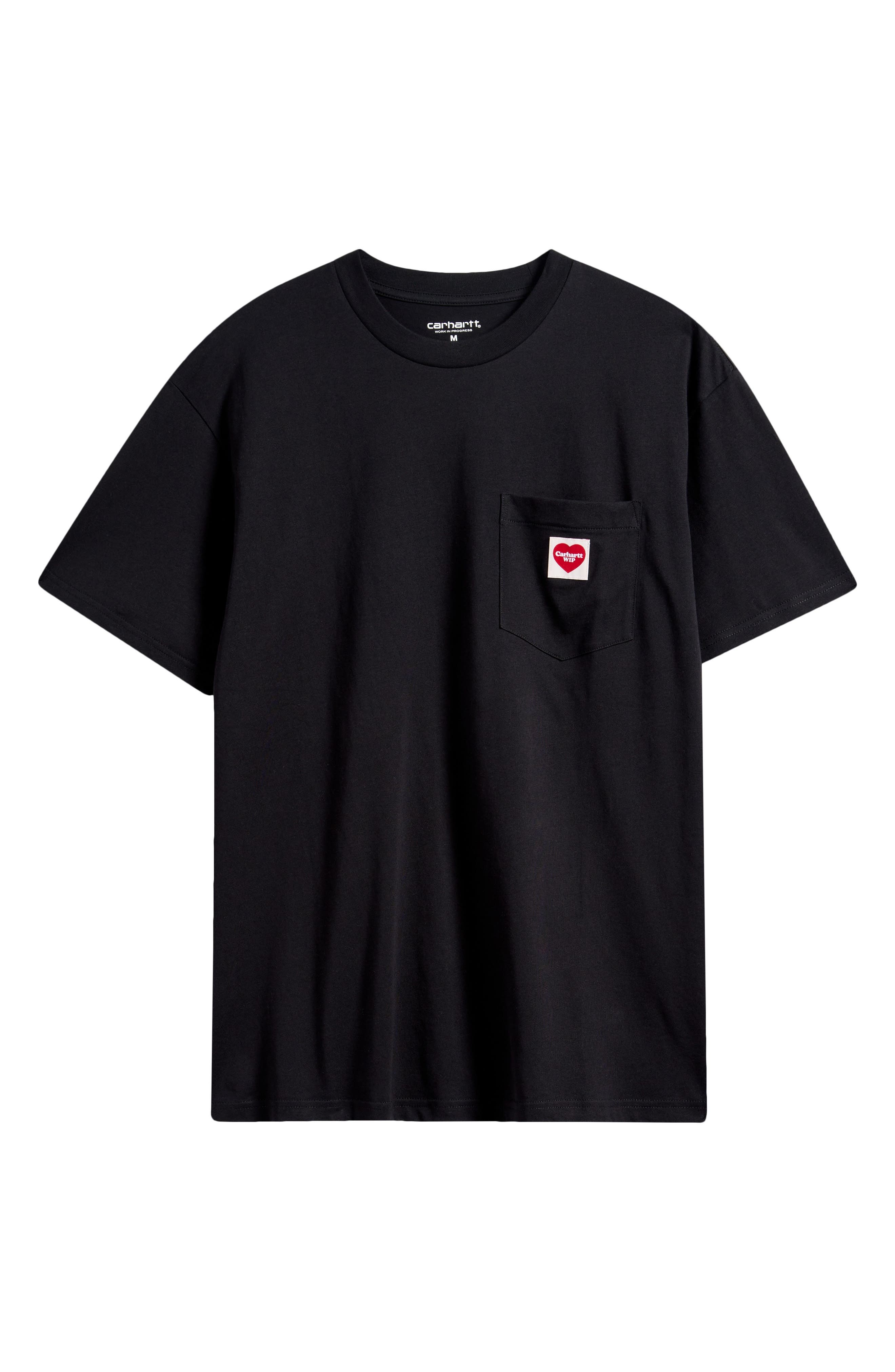 Carhartt Work In Progress Pocket Heart Organic Cotton T-Shirt in Black /Red at Nordstrom - 1