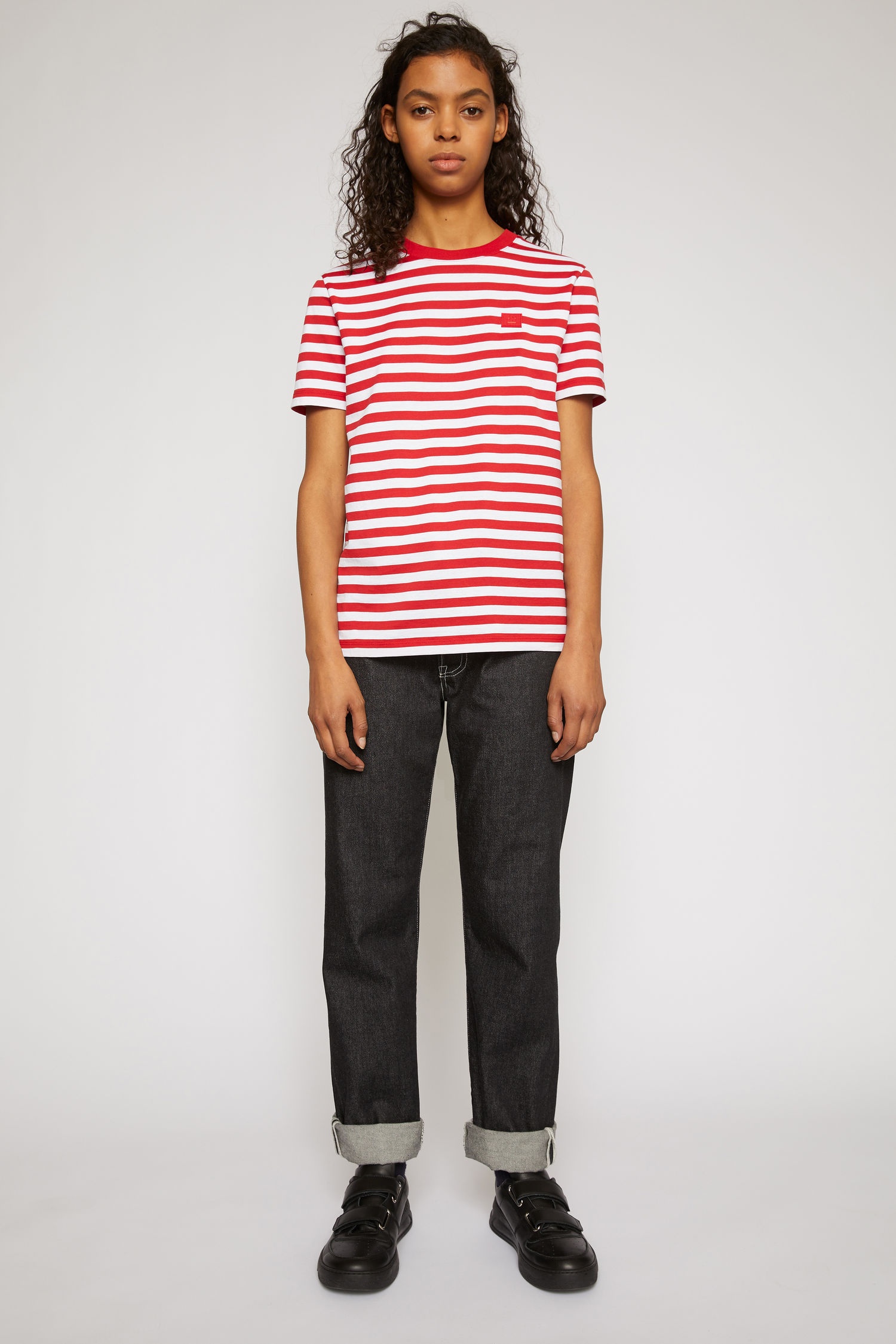 Slim fit striped t-shirt cherry red - 2