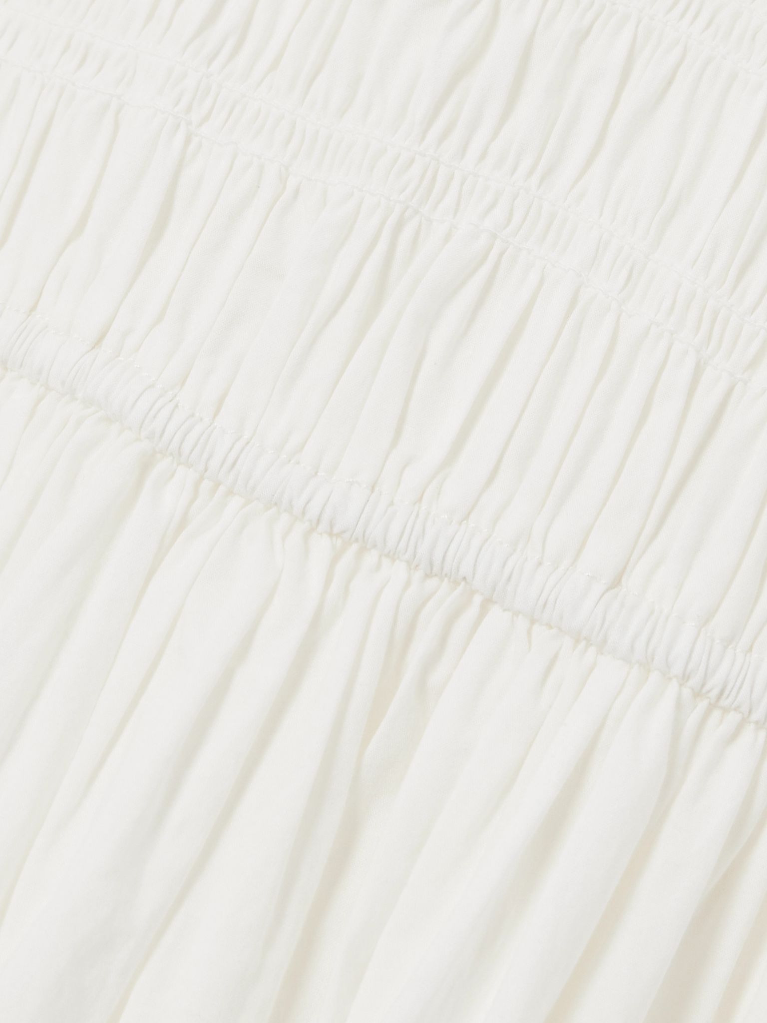 Quinn tie-detailed shirred organic cotton-poplin midi dress White - 4