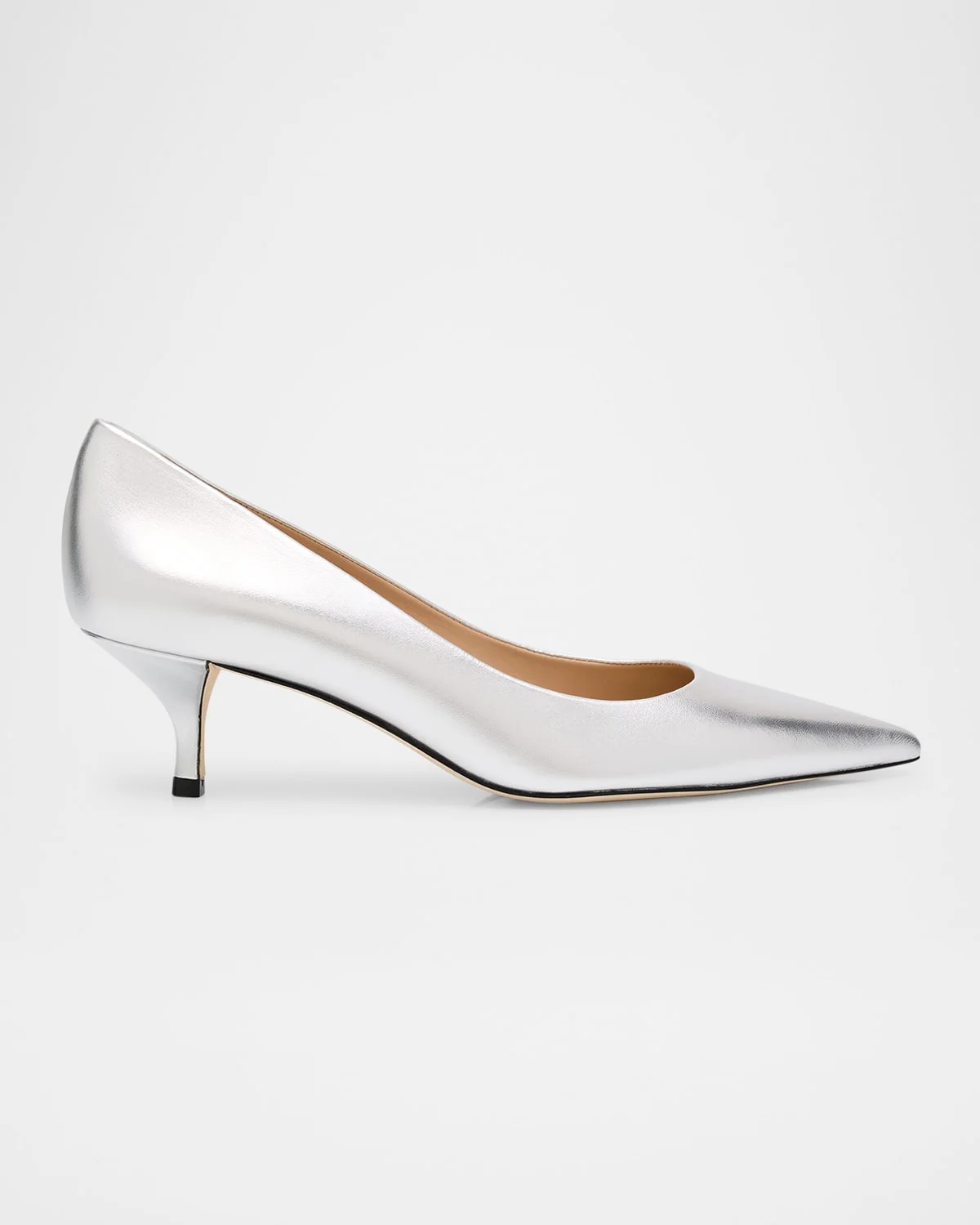 Stuart Metallic Leather Kitten-Heel Pumps - 1