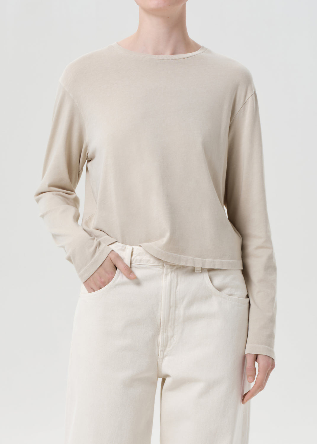 SYDNEY LONG SLEEVE TEE IN RICE GRASS - 1