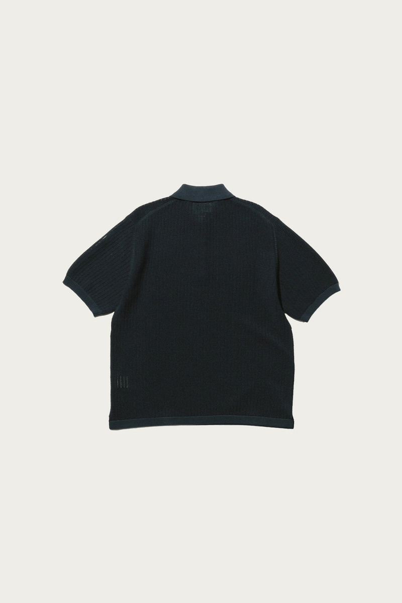 BEAMS PLUS Knit Polo "WASHI" 2 Tone - Navy outlook