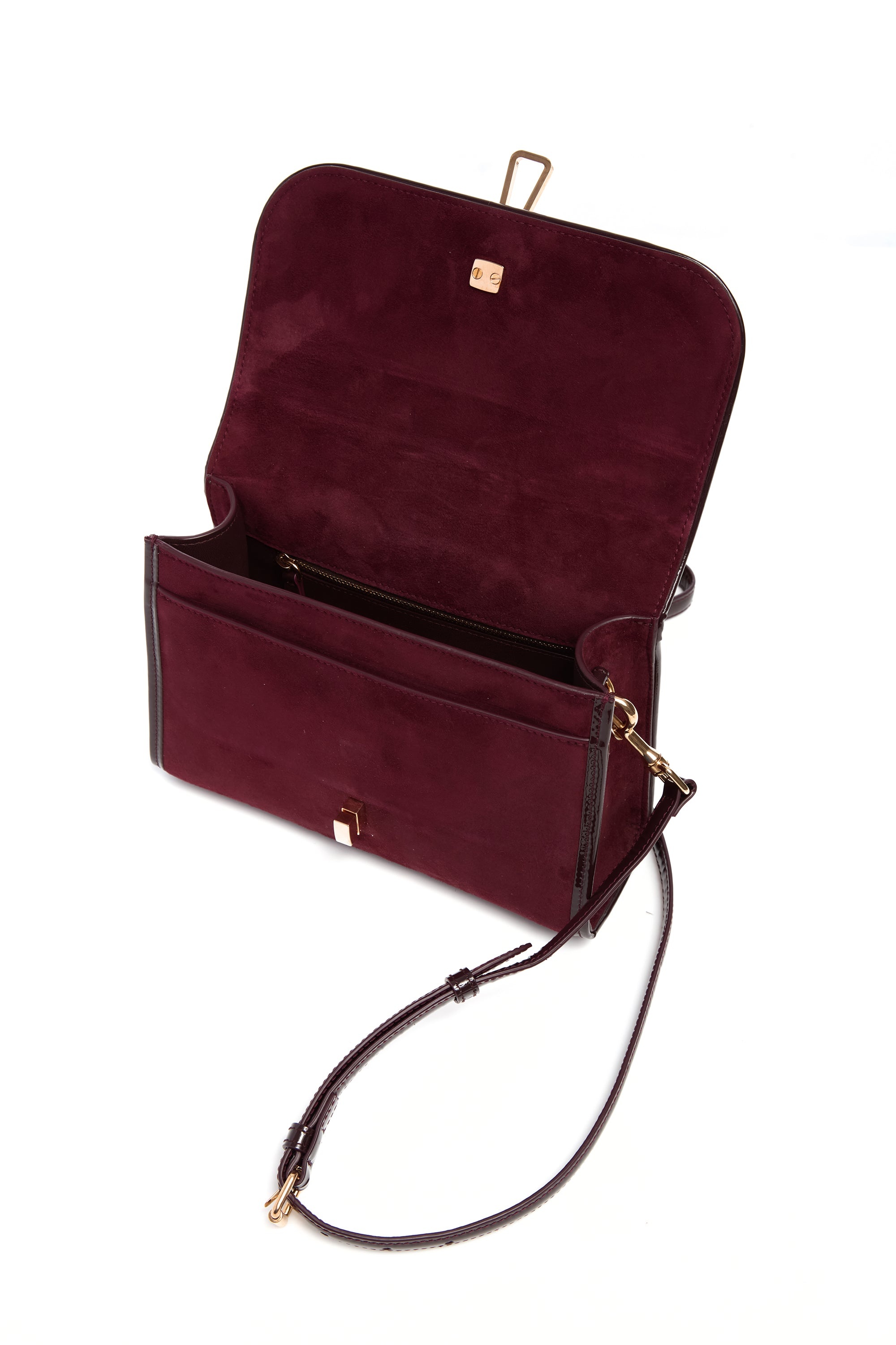 Small Leonora Flap Bag in Bordeaux Suede - 4