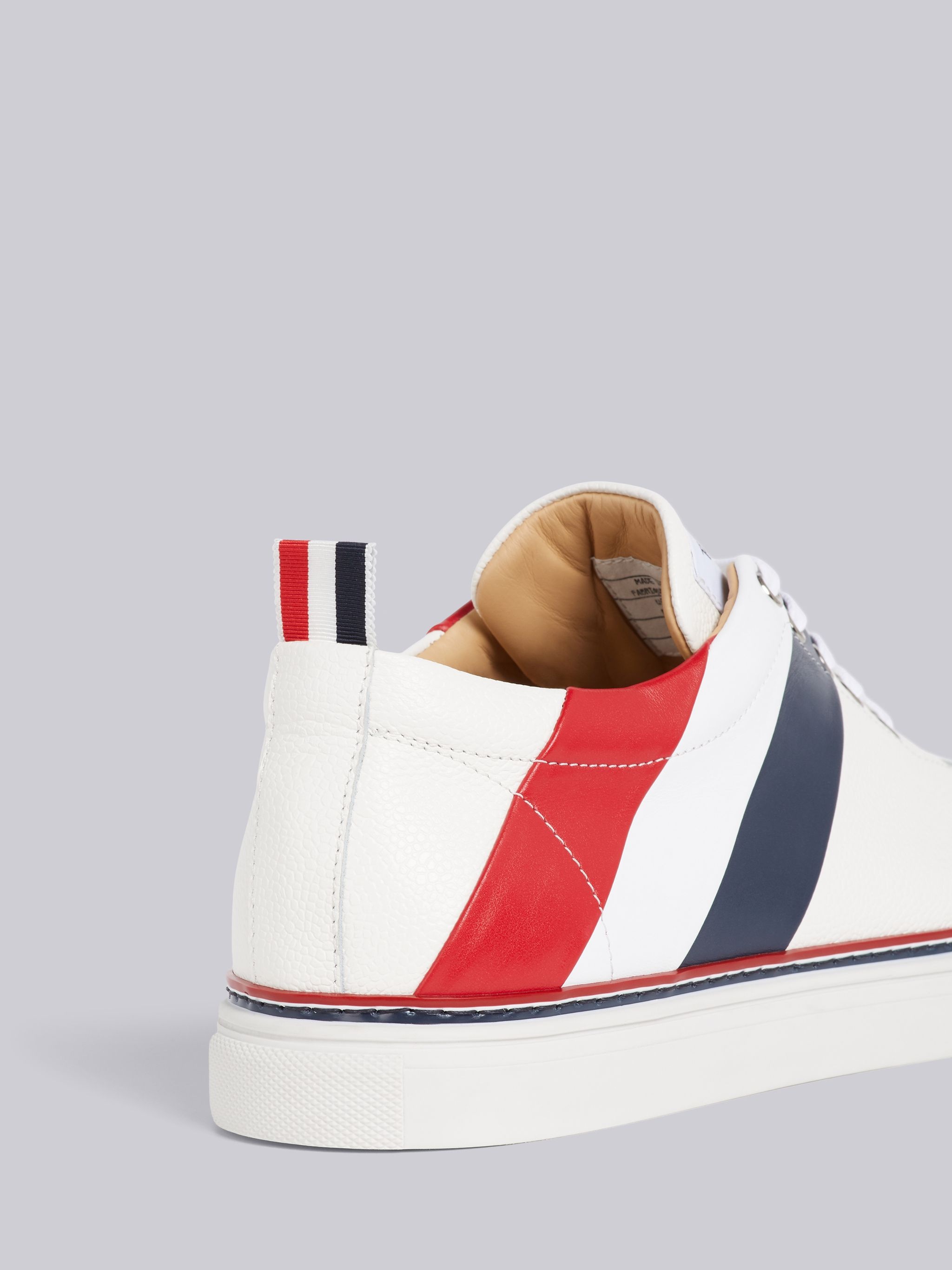 White Pebbled RWB Diagonal Stripe Rubber Cupsole Trainer - 2