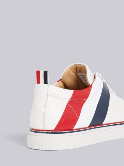 Thom Browne White Pebbled RWB Diagonal Stripe Rubber Cupsole Trainer outlook