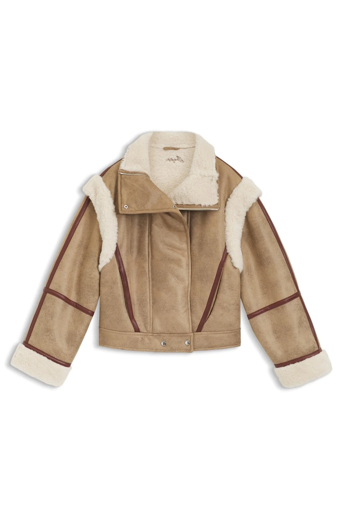 DETACHABLE-SLEEVE JACKET IN FAUX SHEARLING - 1