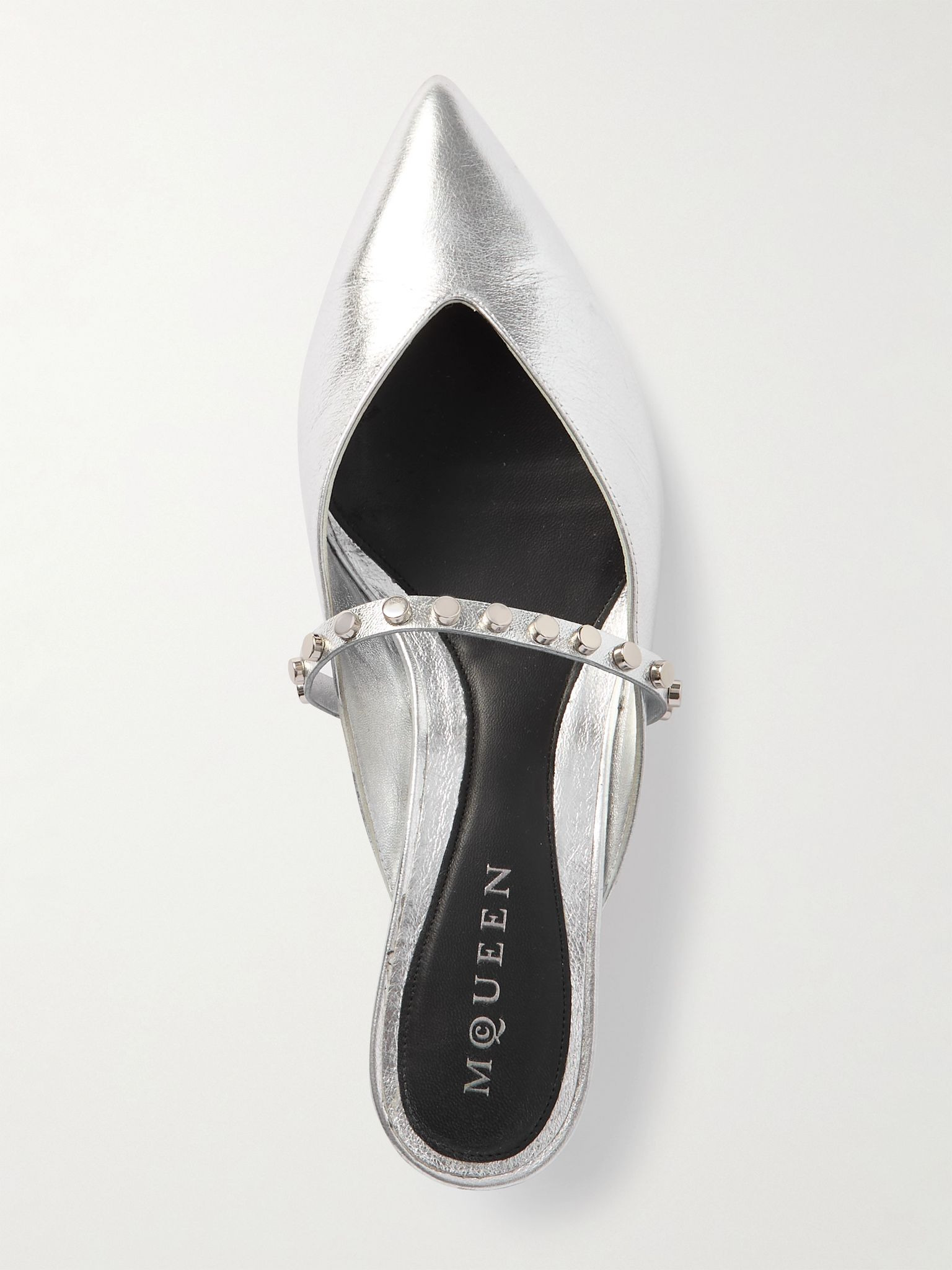 Revel studded metallic leather mules Silver - 5