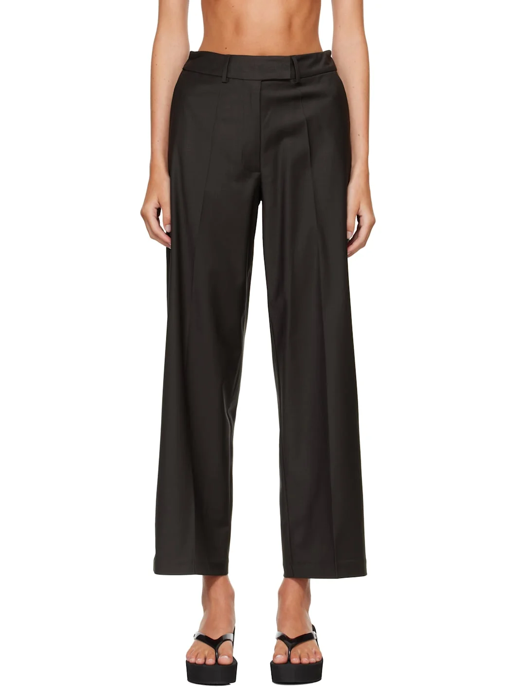 Brown Low Rise Virgin Wool Trousers - 1