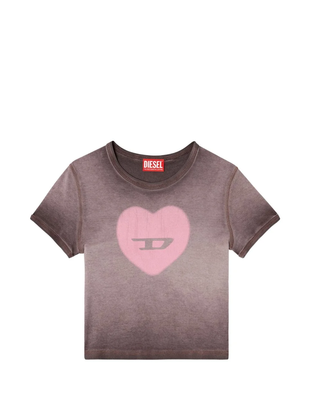 ribbed T-shirt with watercolour heart D - 1