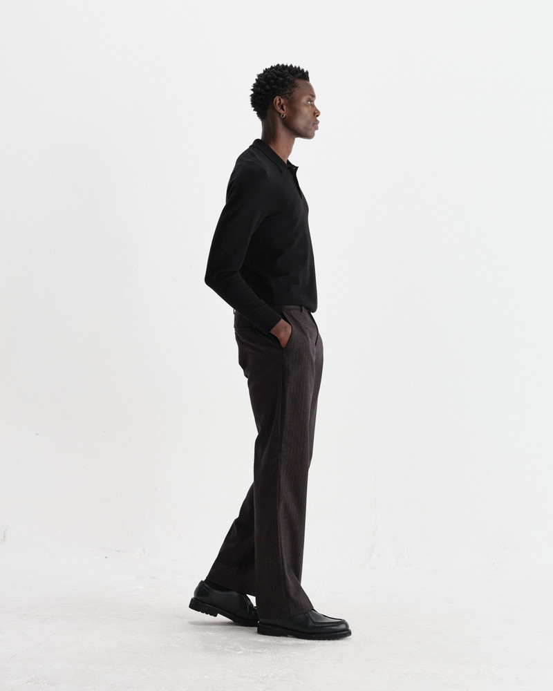 Oban - Black Worsted Wool Knitted Polo 5