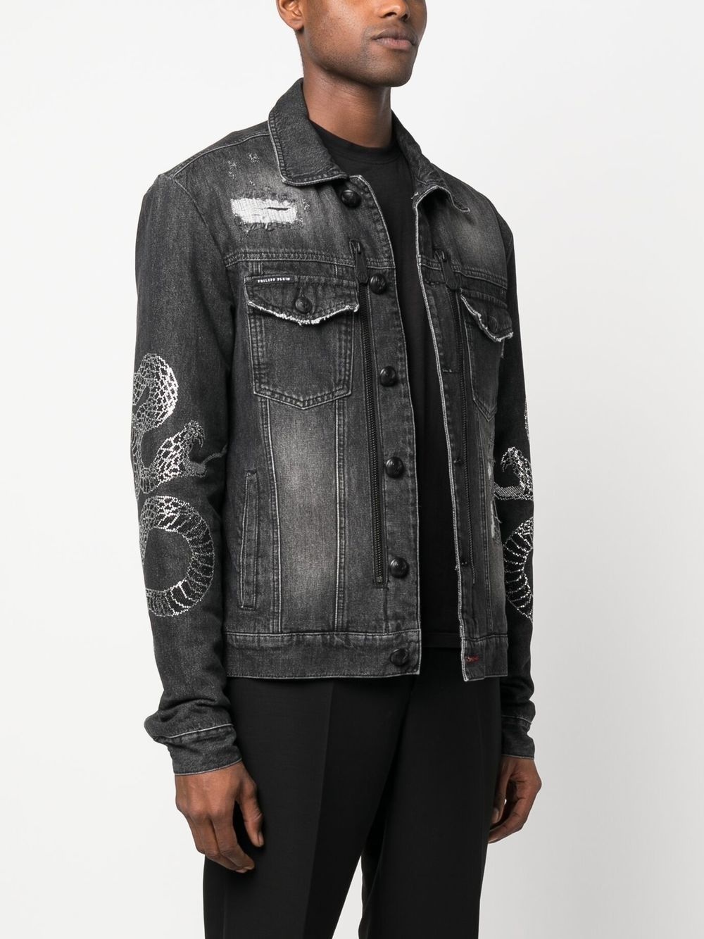 snake denim jacket - 4