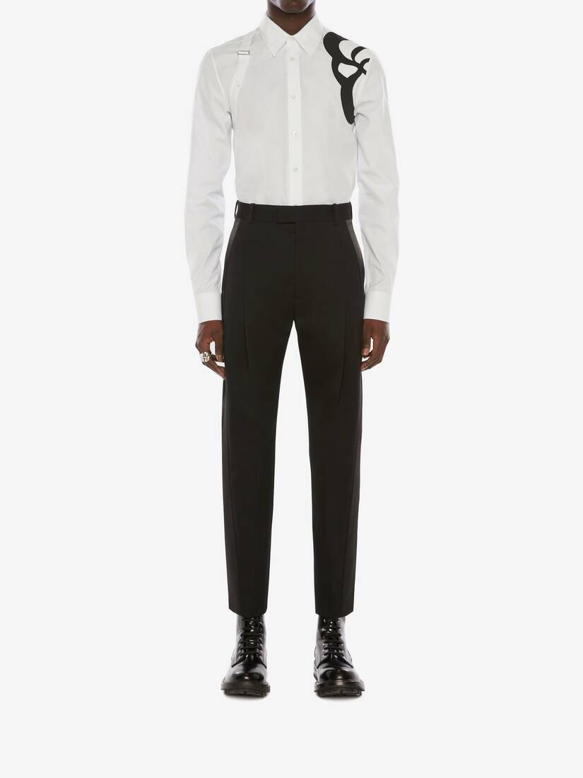 Japanese Barathea Wool Tuxedo Trousers in Black - 2
