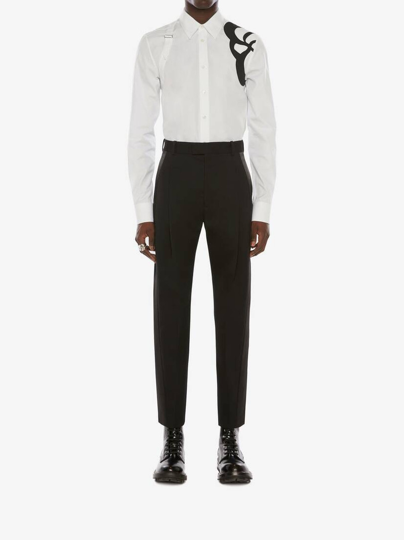 Alexander McQueen Japanese Barathea Wool Tuxedo Trousers in Black outlook