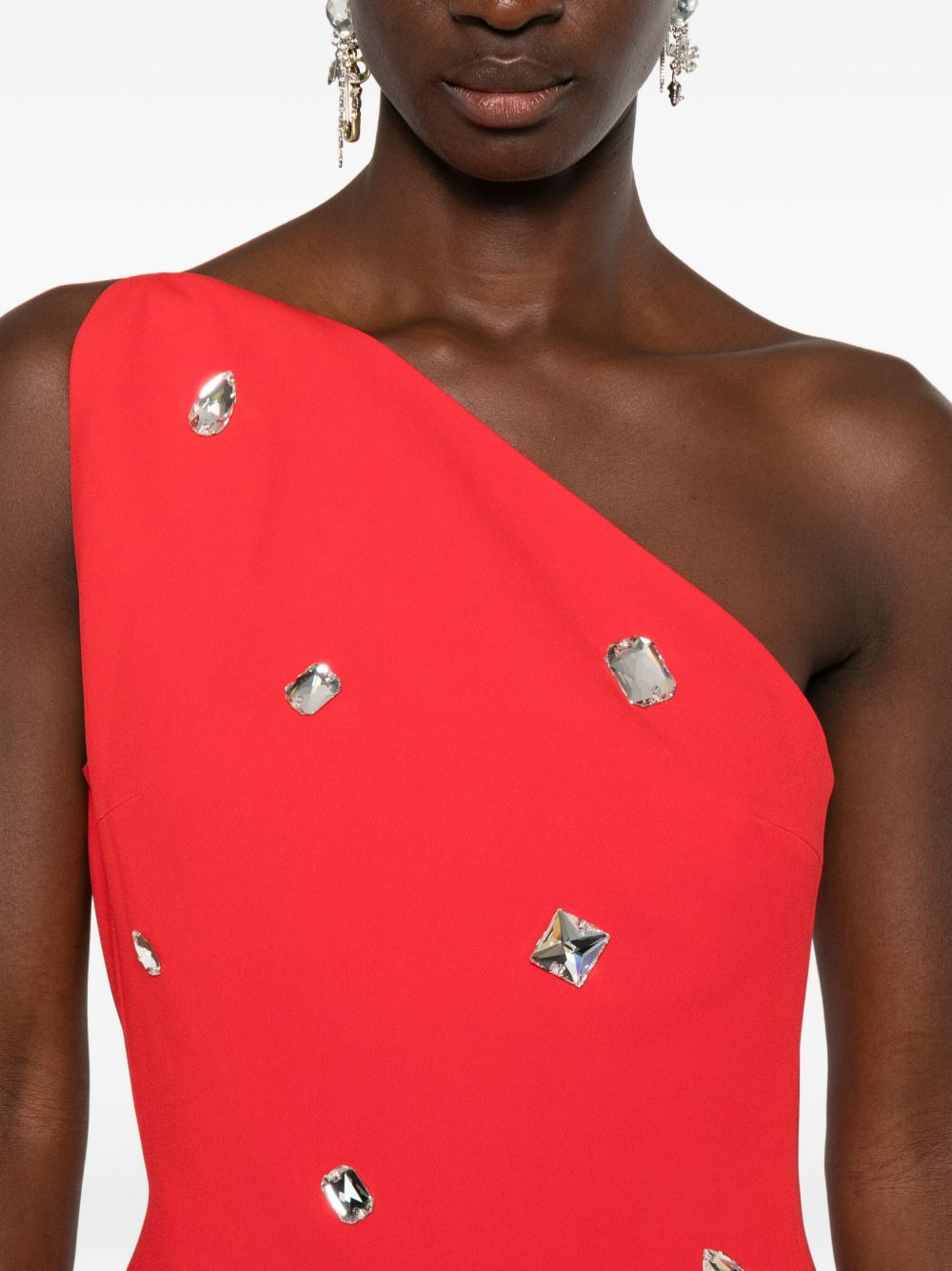 one-shoulder crystal-embellished mini dress - 5