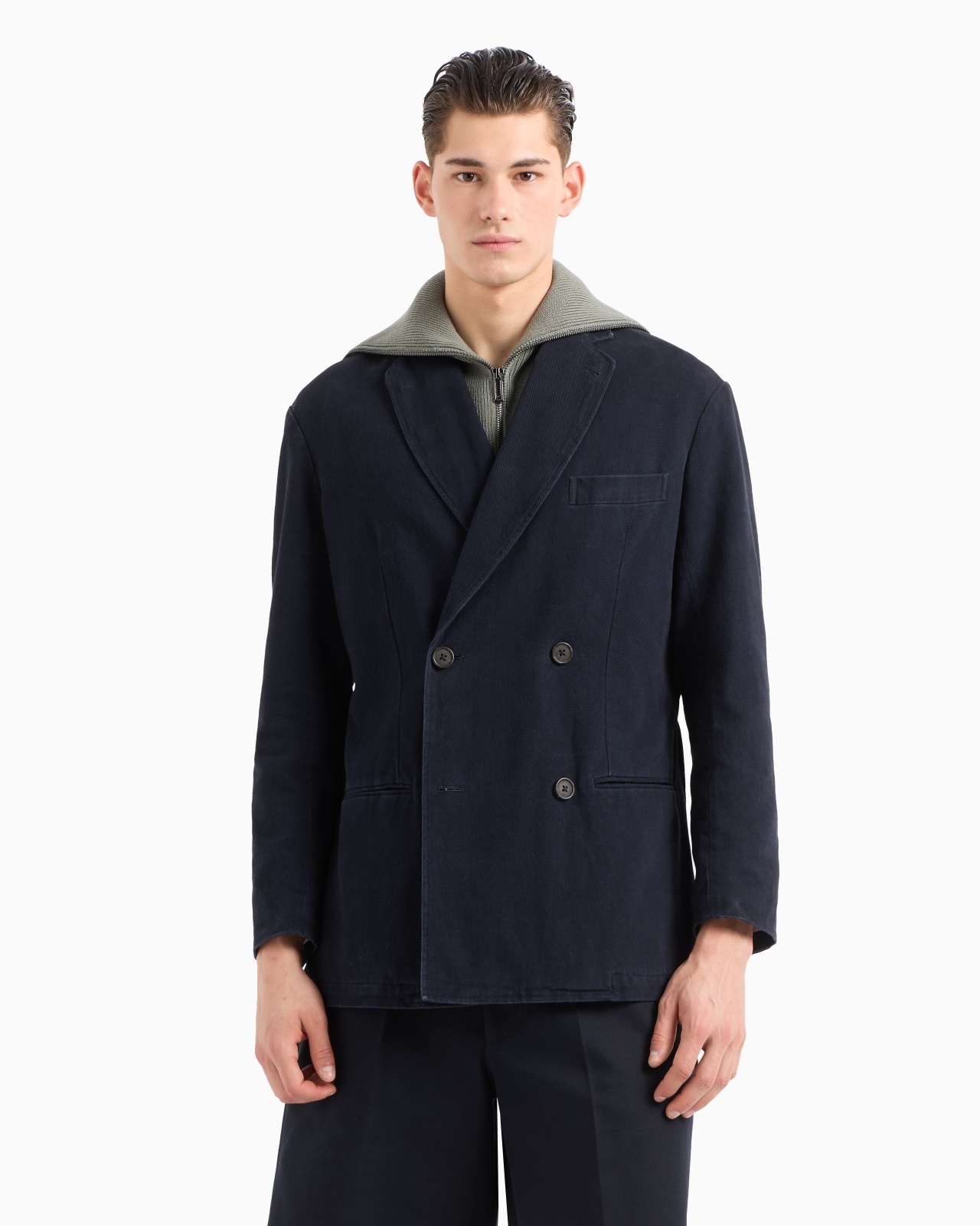 DOUBLE-BREASTED BLAZER IN A TWILL BULL FABRIC - 4
