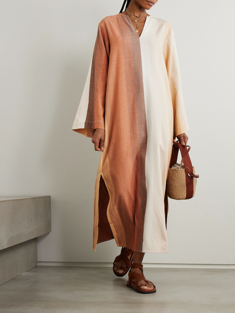 MARRAKSHI LIFE Striped cotton coverup Brown outlook