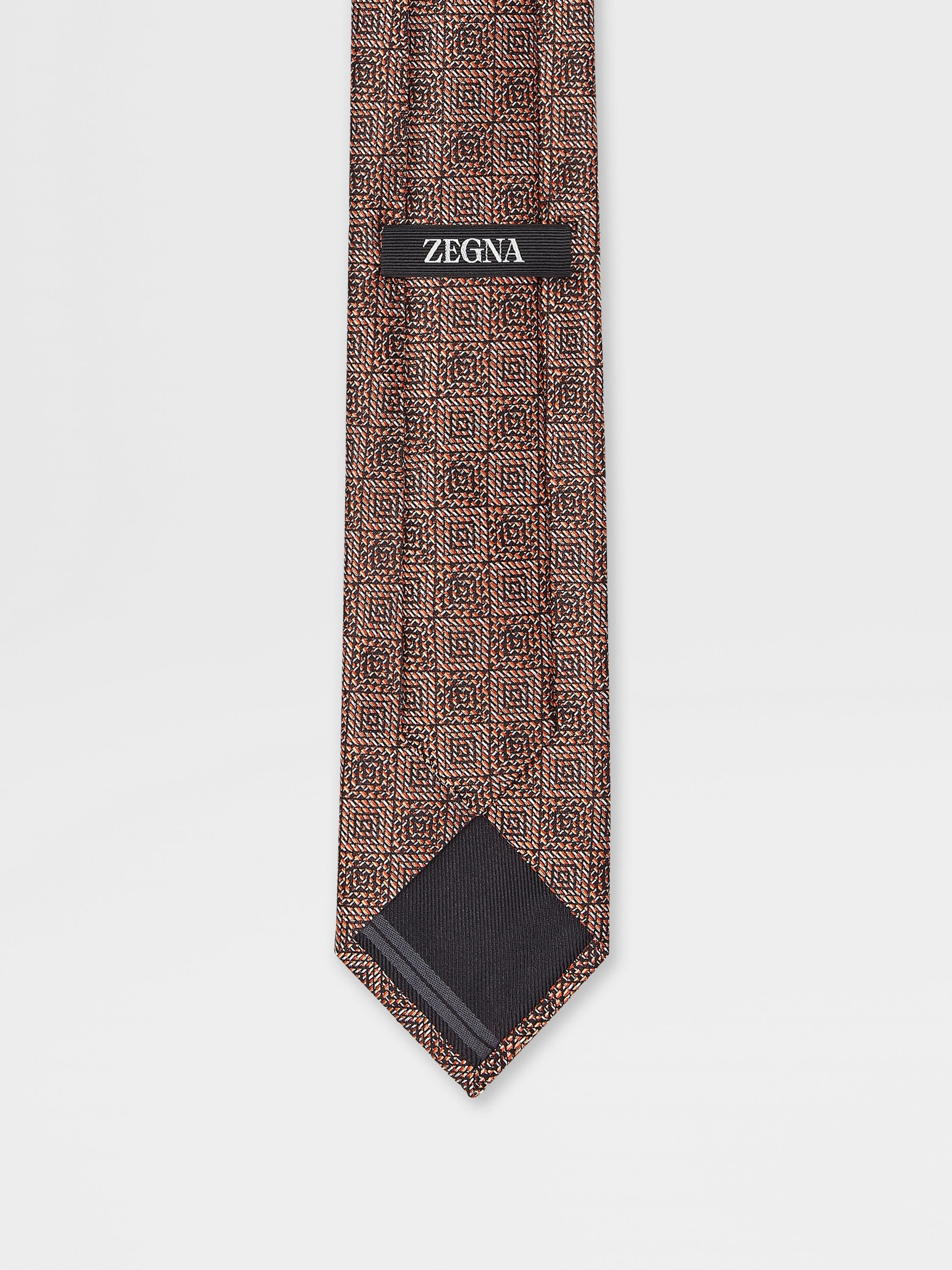 ORANGE JACQUARD SILK TIE - 3