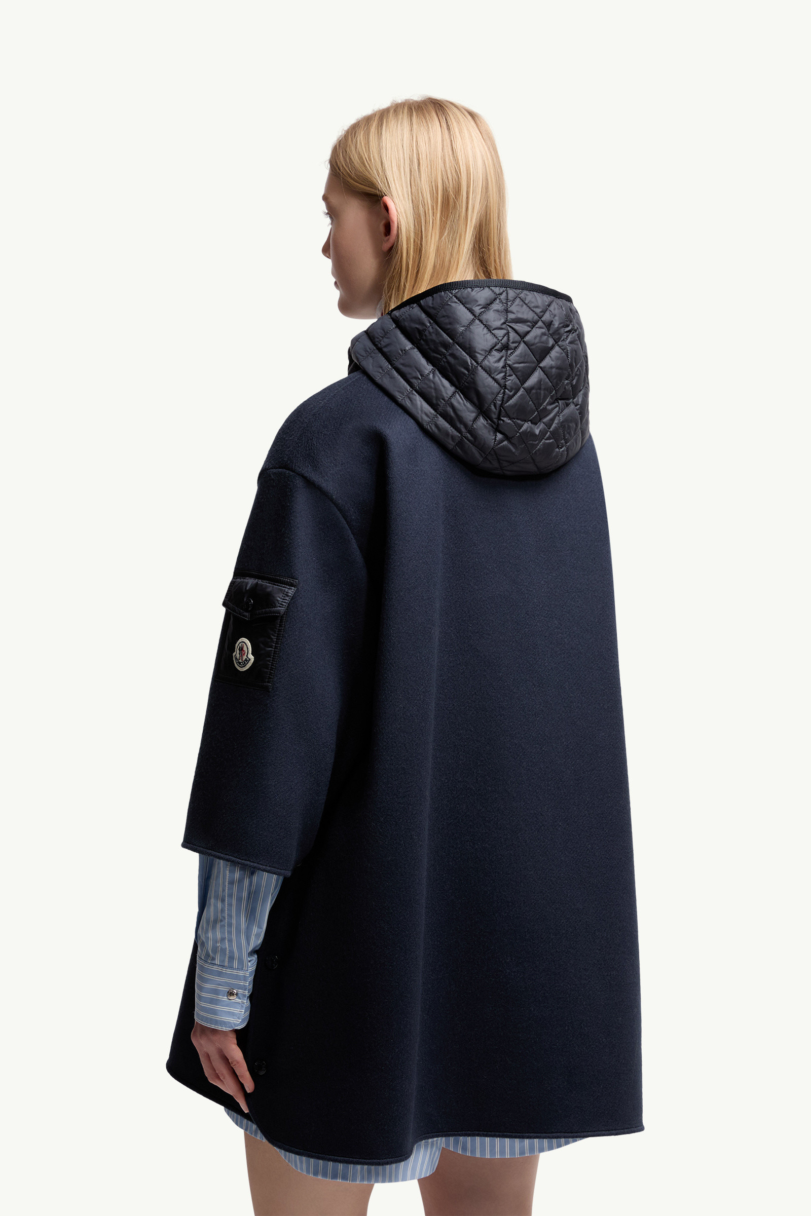 Wool Hooded Zip-Up Cape - 5