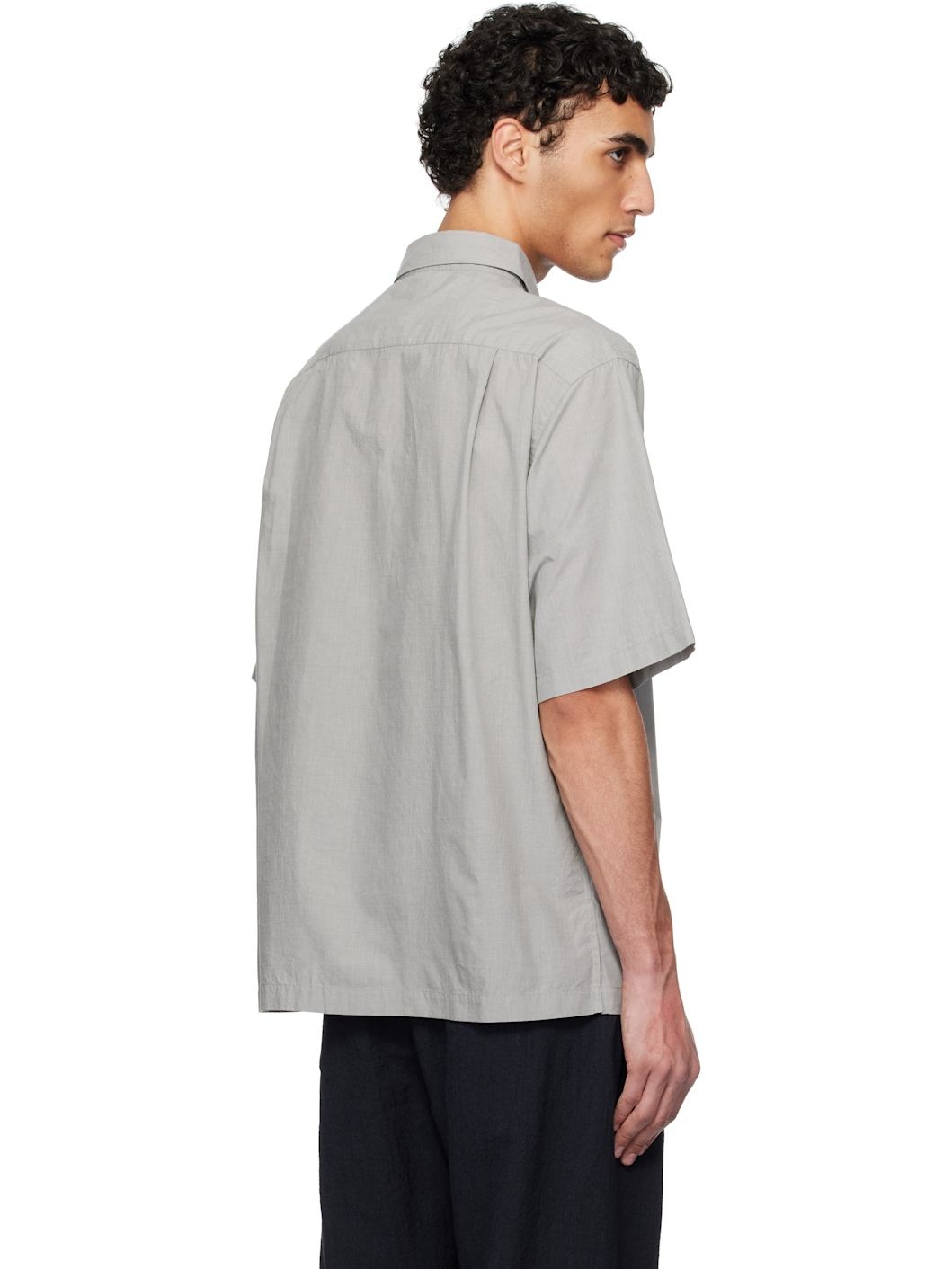 Gray Regular Collar End On End S/S Shirt - 3