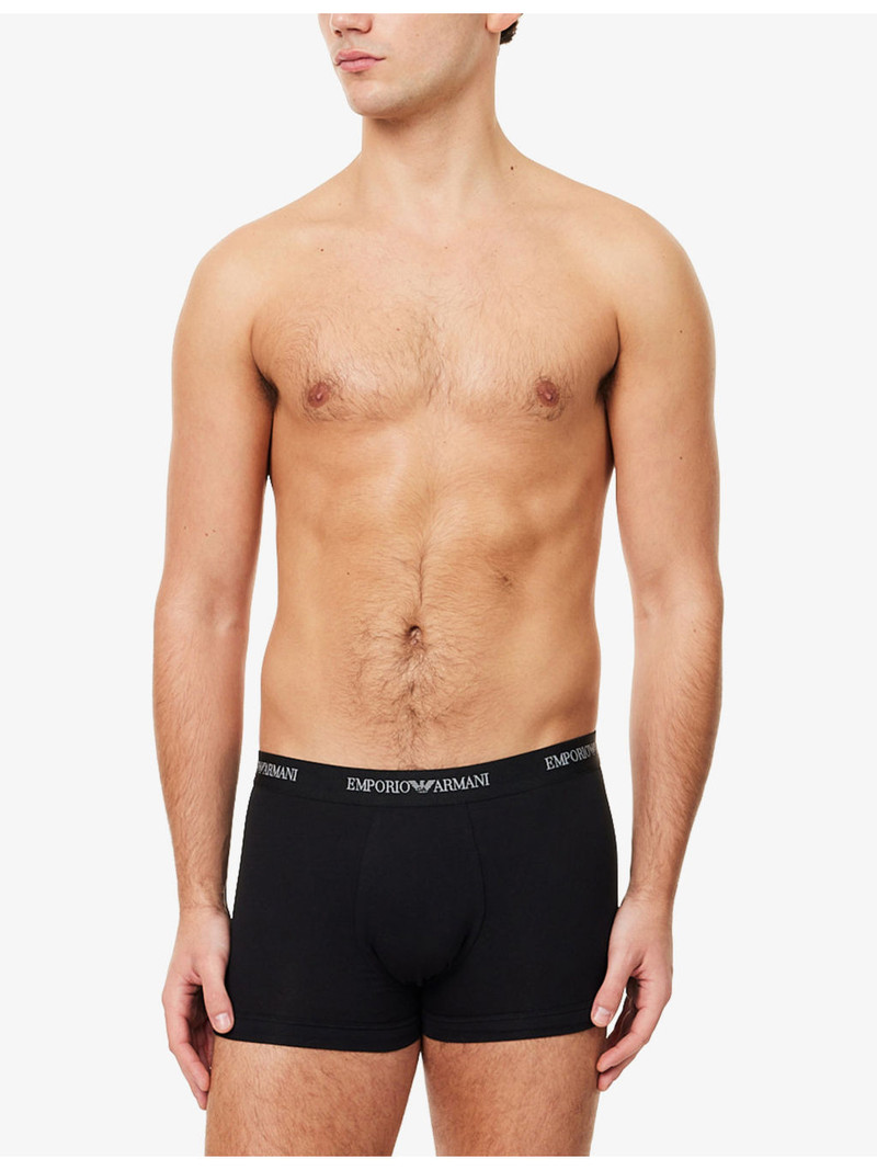 EMPORIO ARMANI Branded-Waistband Pack Of Three Cotton-Jersey Boxer Briefs outlook