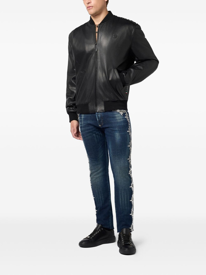 PHILIPP PLEIN leather bomber jacket outlook