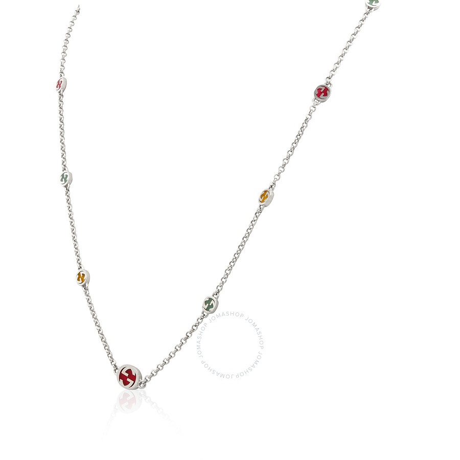 Gucci Sterling Silver Interlocking G Multicoloured Enamel Necklace - YBB728953001 - 3