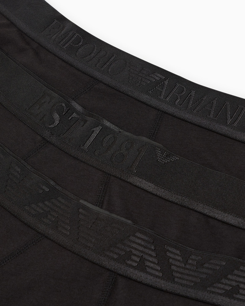 EMPORIO ARMANI THREE-PACK OF ASV SHINY LOGOBAND ORGANIC-COTTON BOXER BRIEFS outlook