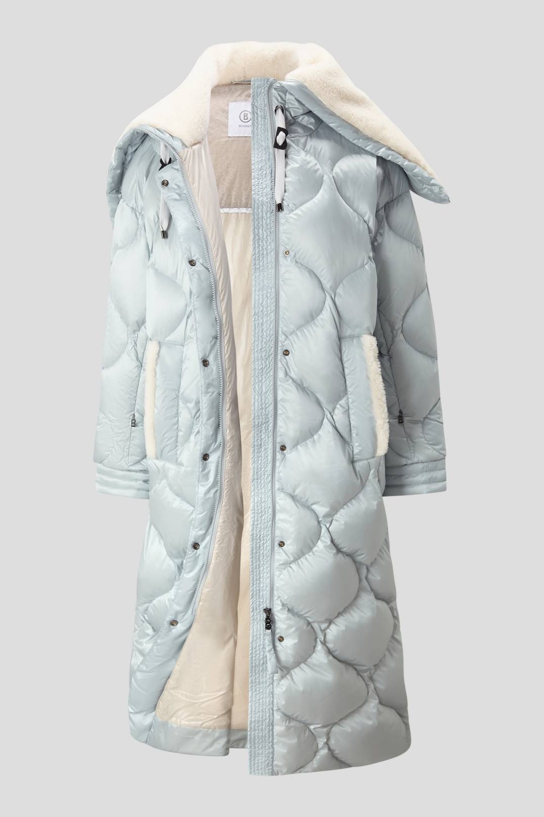 VALLY LAMBSKIN DOWN COAT IN ICE BLUE - 8
