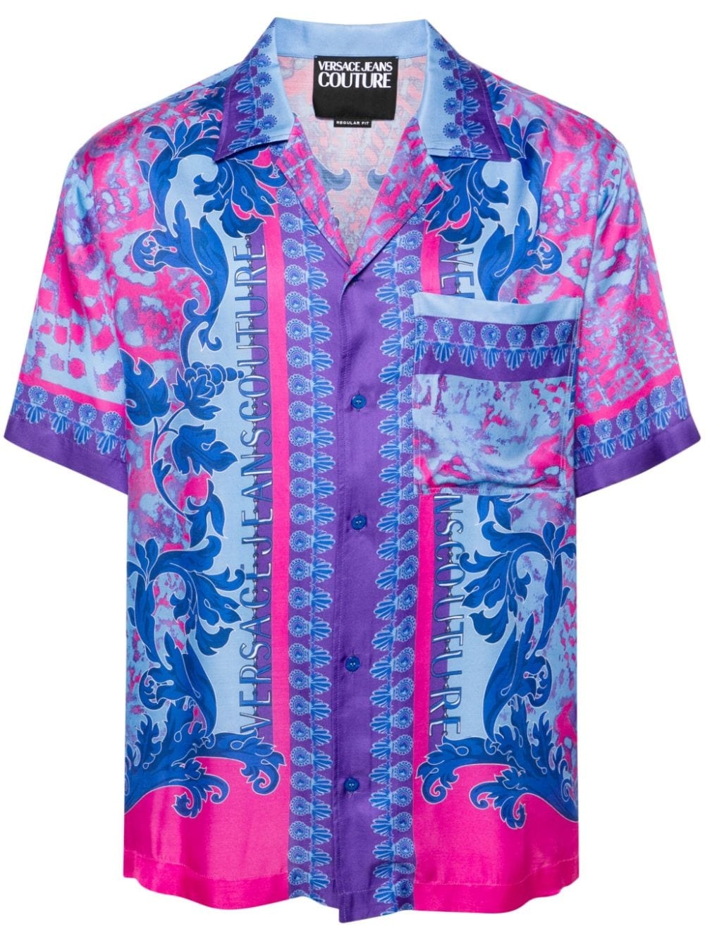 mix-print twill shirt - 1