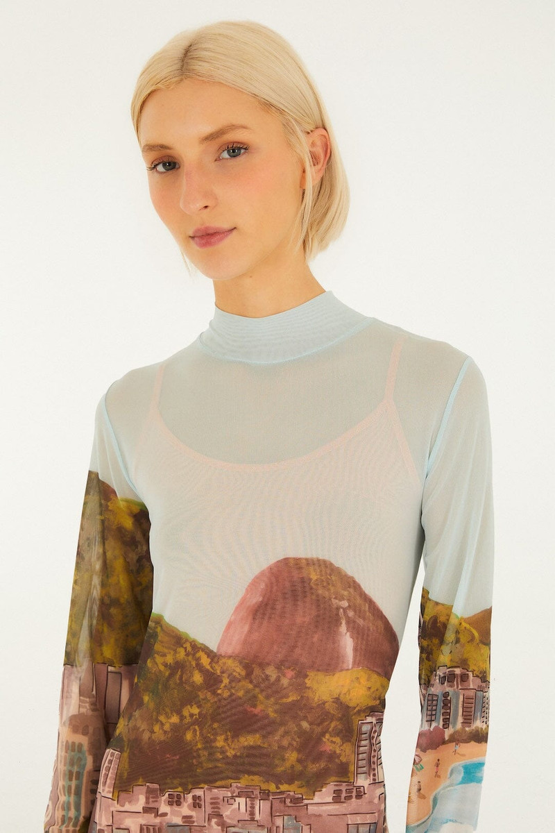 FARM RIO Multicolor Copacabana Beach Long Sleeve Maxi Dress outlook