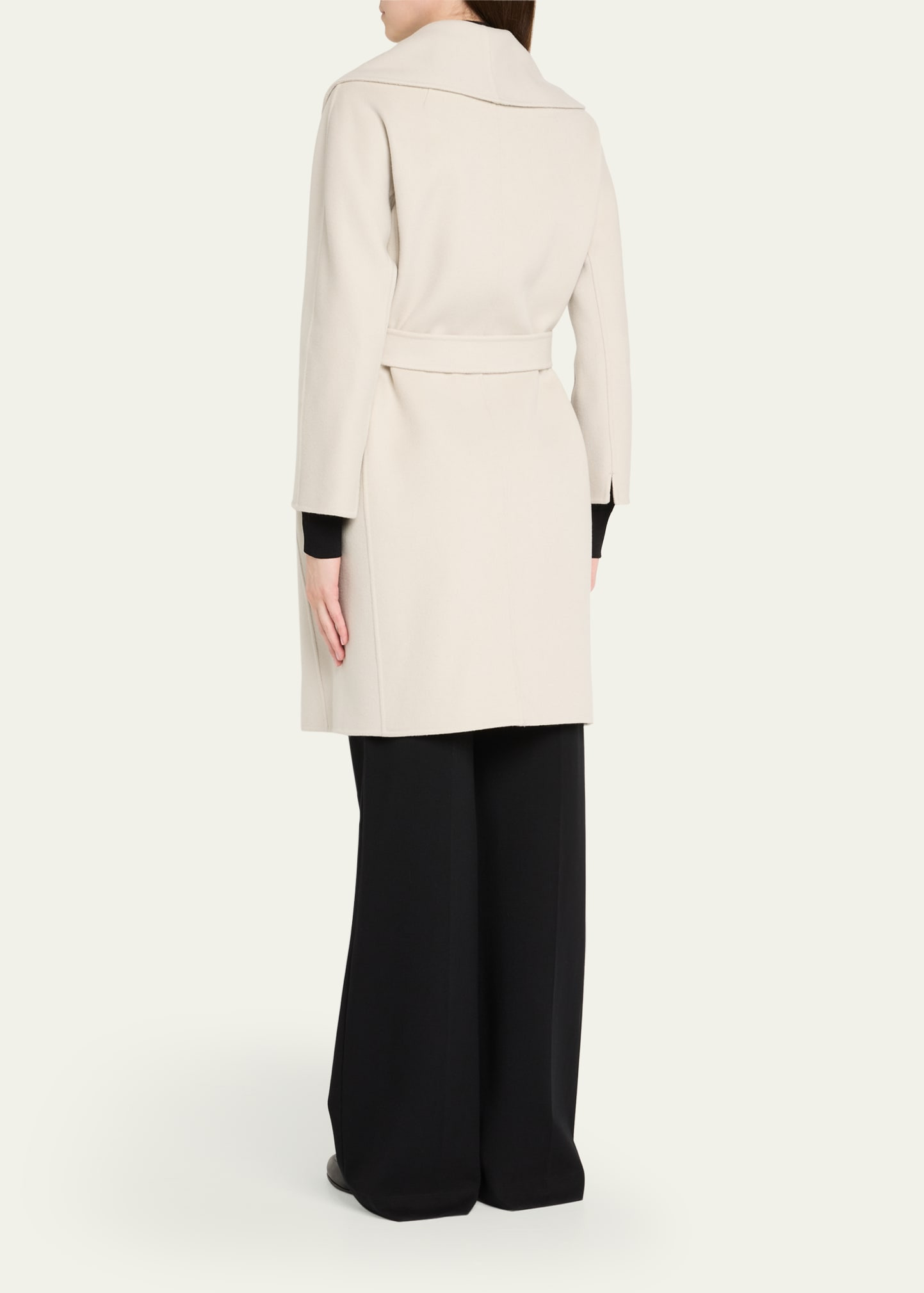 Messi Tie-Waist Wool Wrap Coat - 3