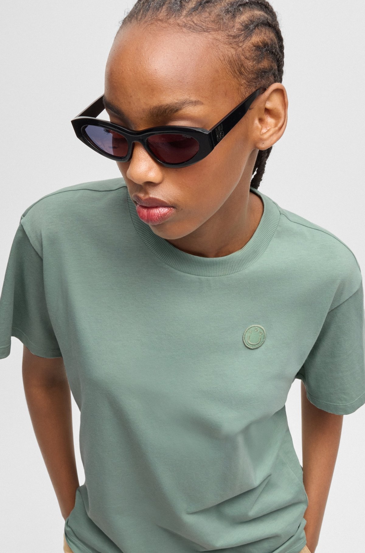 COTTON JERSEY T-SHIRT WITH CURVED LOGO - 5