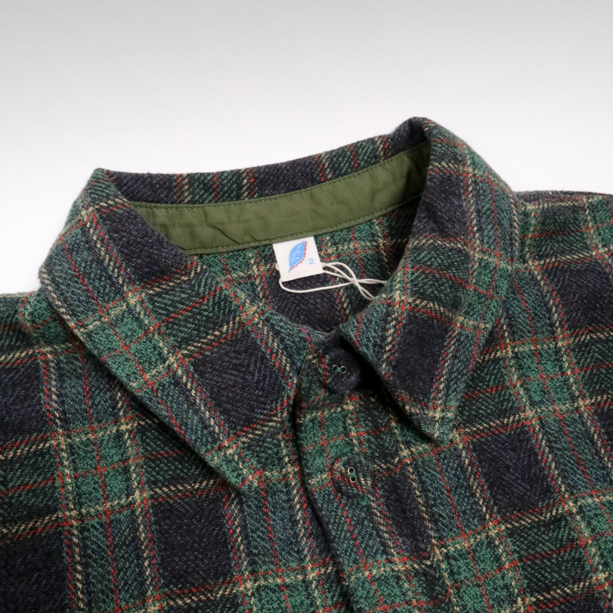 Cotton Tweed Check Double Pocket Shirt Green - 2