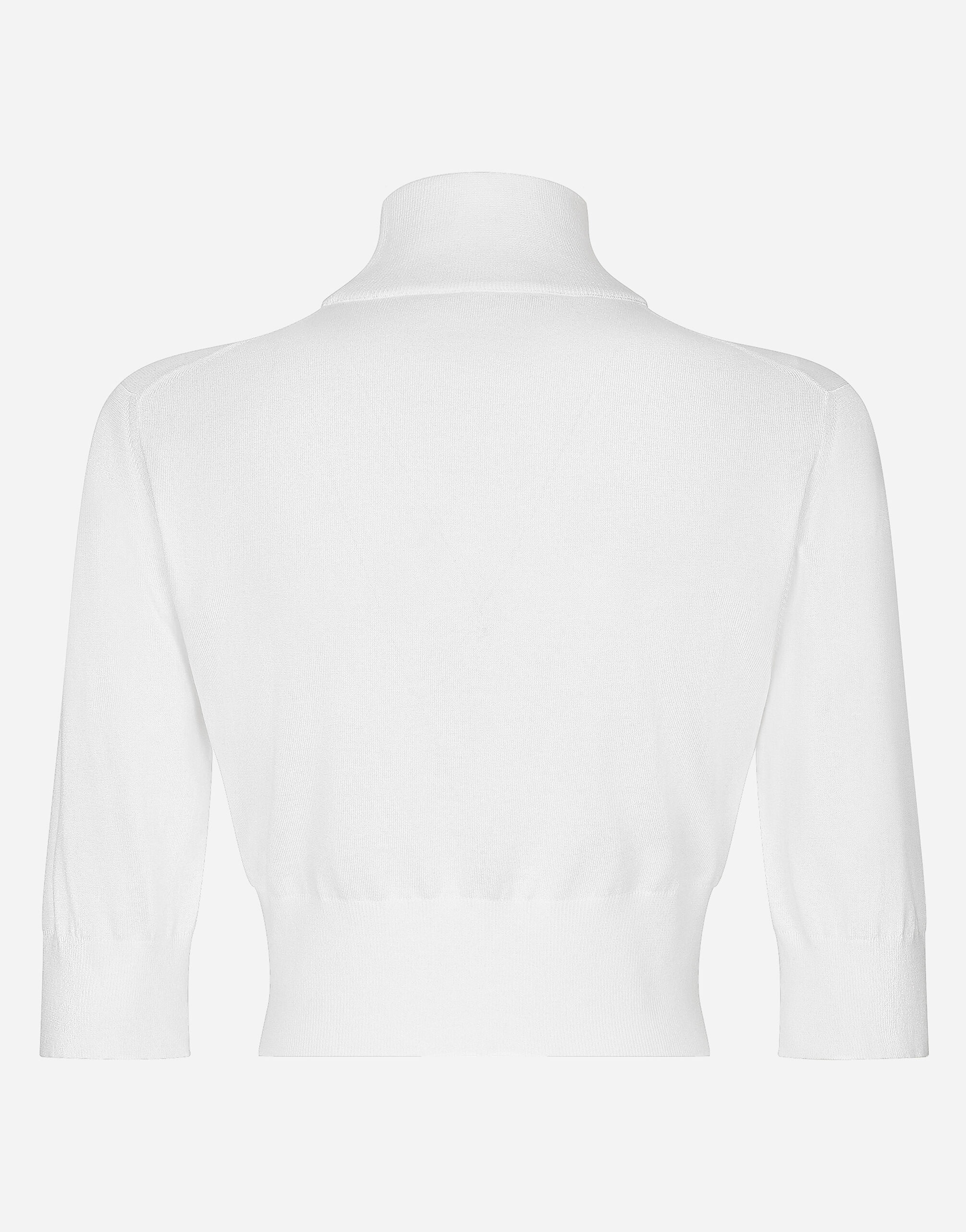 Cotton and silk cropped sweater - 3