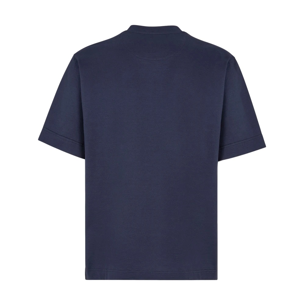 FENDI BLUE CREW-NECK T-SHIRT WITH FF LABYRINTH MOTIF