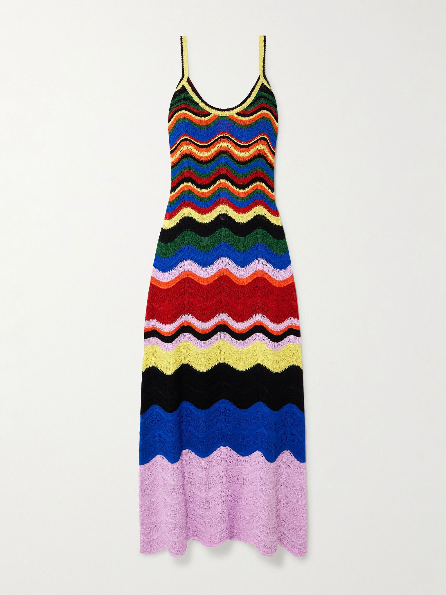 Striped crocheted cotton maxi dress Blue - 1