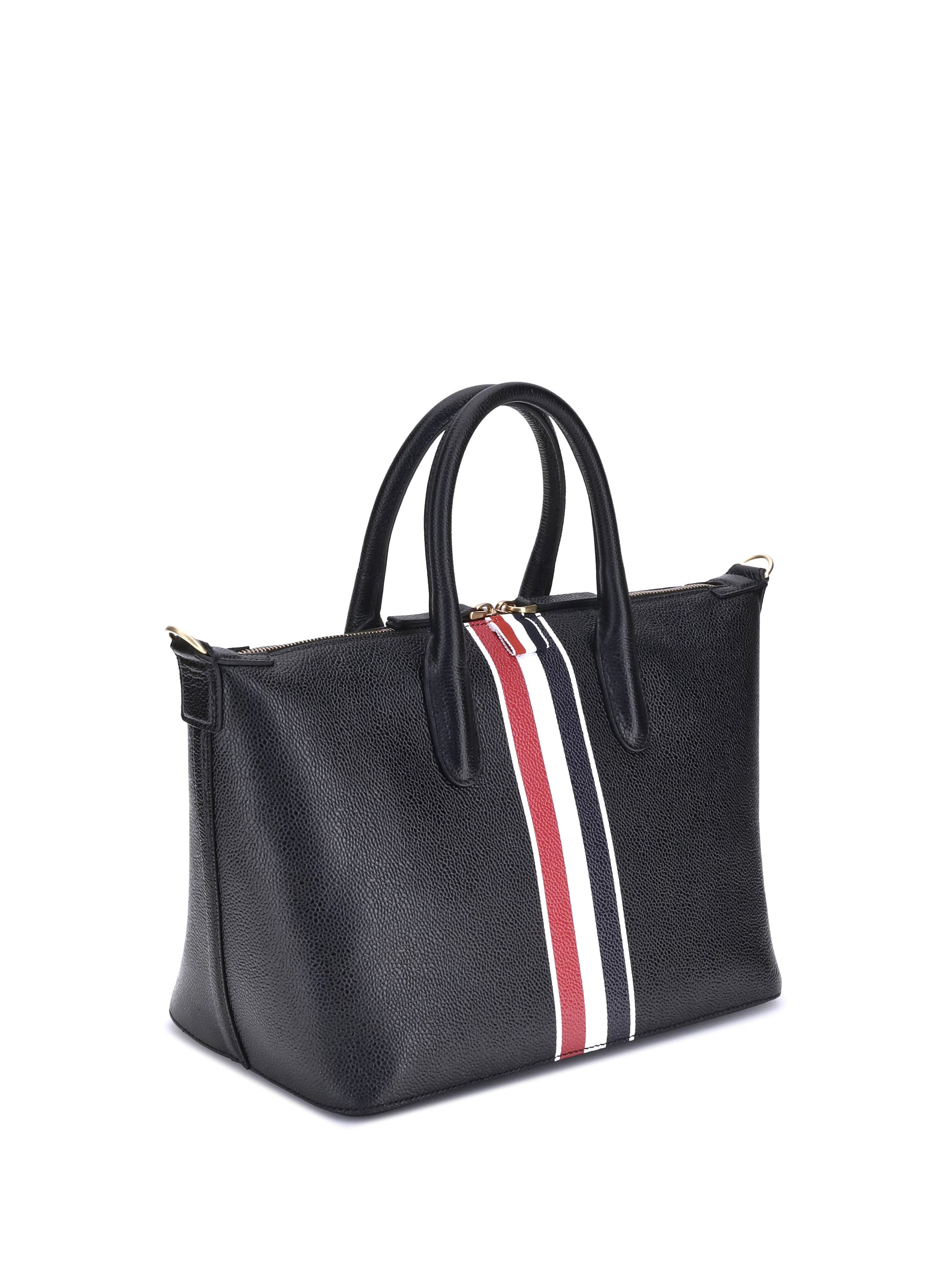Thom Browne Men Soft Small Duffle Bag W/ Rwb Stripe In P - 3